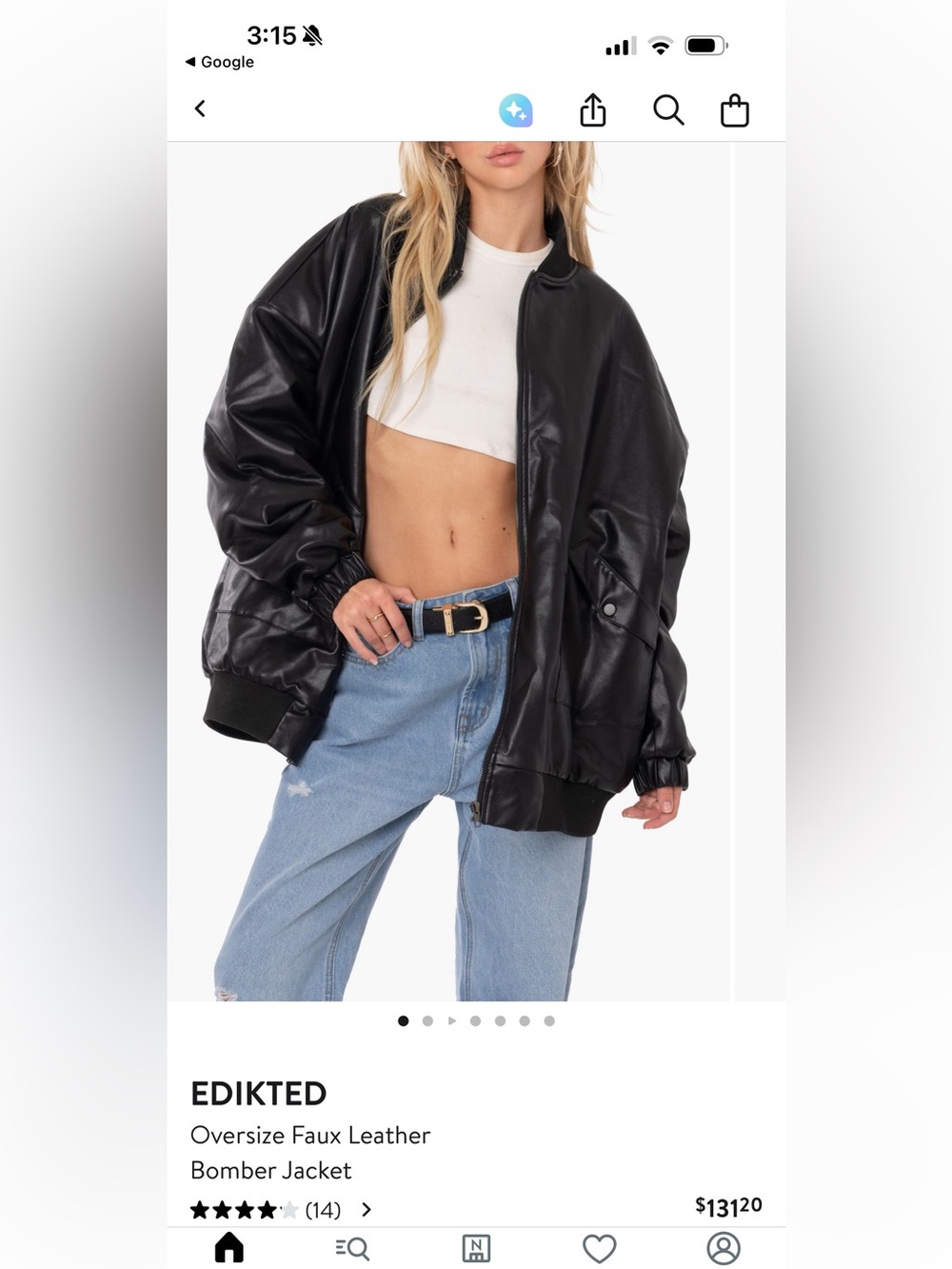 Edikted Faux Leather Oversized Bomber Jacket XS
